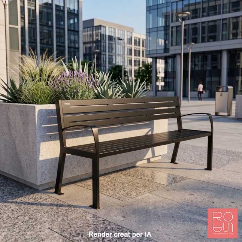 Banc urbà Silaos amb recolza braç en tot acer de 1800 mm